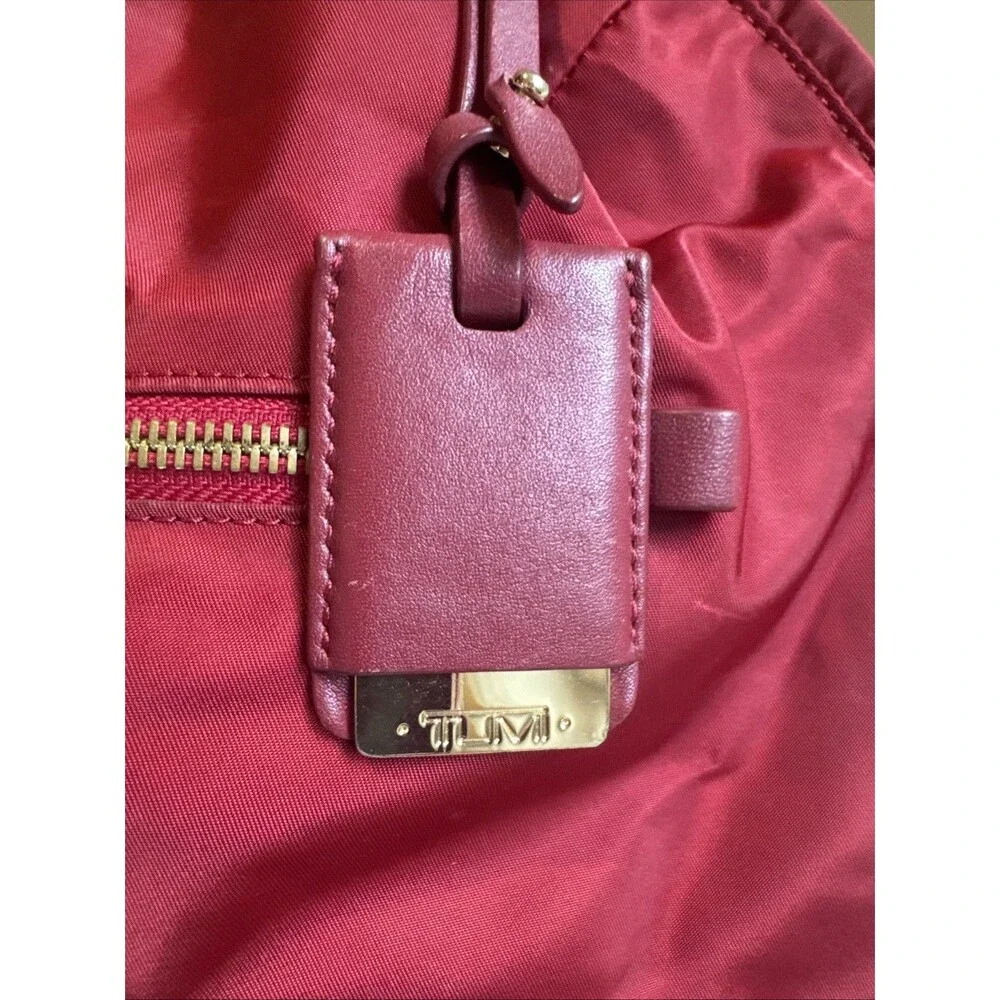 TUMI Voyageur Halle Backpack Burgundy Red Nylon Travel Laptop Bag Gold Hardware
